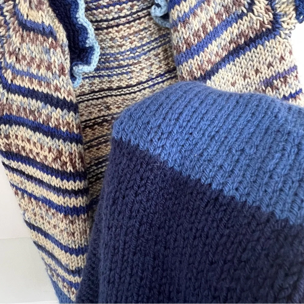 Handmade Blue Striped Cap Sleeve Tunic Sweater Vest. Size Small. - Picture 4 of 9